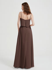Spaghetti Bretelles Simple Robes De Demoiselle d'Honneur Chocolat Grande Taille