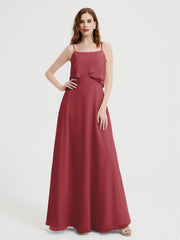 Spaghetti Bretelles Simple Robes De Demoiselle d'Honneur Cannelle Rose Grande Taille