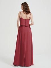 Spaghetti Bretelles Simple Robes De Demoiselle d'Honneur Cannelle Rose Grande Taille
