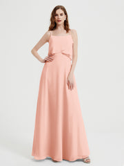 Spaghetti Bretelles Simple Robes De Demoiselle d'Honneur Corail Grande Taille