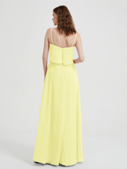 Spaghetti Bretelles Simple Robes De Demoiselle d'Honneur Jonquille Grande Taille