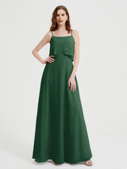Spaghetti Bretelles Simple Robes De Demoiselle d'Honneur Vert Foncé Grande Taille
