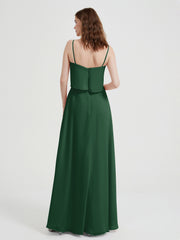 Spaghetti Bretelles Simple Robes De Demoiselle d'Honneur Vert Foncé