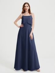 Spaghetti Bretelles Simple Robes De Demoiselle d'Honneur Bleu Marine Grande Taille