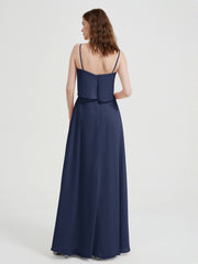 Spaghetti Bretelles Simple Robes De Demoiselle d'Honneur Bleu Marine Grande Taille