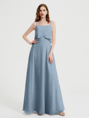 Spaghetti Bretelles Simple Robes De Demoiselle d'Honneur Bleu Poudré Grande Taille