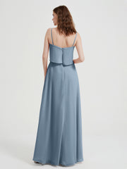 Spaghetti Bretelles Simple Robes De Demoiselle d'Honneur Bleu Poudré Grande Taille