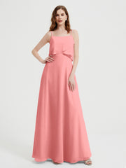 Spaghetti Bretelles Simple Robes De Demoiselle d'Honneur Flamant Grande Taille