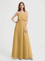 Spaghetti Bretelles Simple Robes De Demoiselle d'Honneur Or Grande Taille