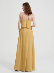 Spaghetti Bretelles Simple Robes De Demoiselle d'Honneur Or