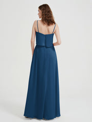 Spaghetti Bretelles Simple Robes De Demoiselle d'Honneur Bleu Encre Grande Taille