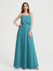 Spaghetti Bretelles Simple Robes De Demoiselle d'Honneur Jade Grande Taille