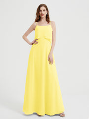 Spaghetti Bretelles Simple Robes De Demoiselle d'Honneur Citron Grande Taille