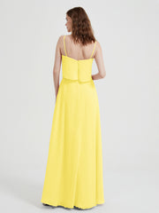 Spaghetti Bretelles Simple Robes De Demoiselle d'Honneur Citron Grande Taille