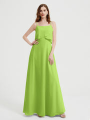 Spaghetti Bretelles Simple Robes De Demoiselle d'Honneur Vert Citron Grande Taille