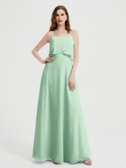 Spaghetti Bretelles Simple Robes De Demoiselle d'Honneur Vert Menthe Grande Taille