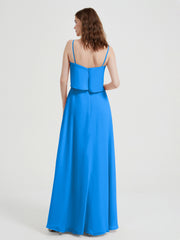 Spaghetti Bretelles Simple Robes De Demoiselle d'Honneur Bleu Océan Grande Taille