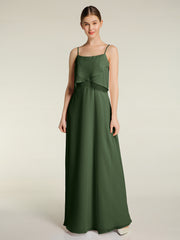 Spaghetti Bretelles Simple Robes De Demoiselle d'Honneur Olive Verte Grande Taille