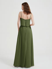 Spaghetti Bretelles Simple Robes De Demoiselle d'Honneur Olive Verte