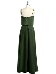 Spaghetti Bretelles Simple Robes De Demoiselle d'Honneur Olive Verte Grande Taille