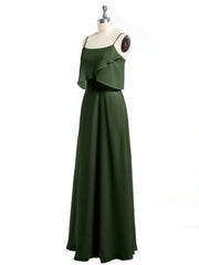 Spaghetti Bretelles Simple Robes De Demoiselle d'Honneur Olive Verte Grande Taille