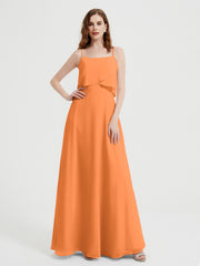 Spaghetti Bretelles Simple Robes De Demoiselle d'Honneur Orange Grande Taille