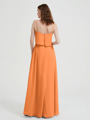 Spaghetti Bretelles Simple Robes De Demoiselle d'Honneur Orange Grande Taille
