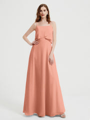 Spaghetti Bretelles Simple Robes De Demoiselle d'Honneur Papaye Grande Taille