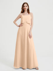 Spaghetti Bretelles Simple Robes De Demoiselle d'Honneur Pêche Grande Taille