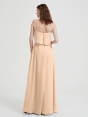 Spaghetti Bretelles Simple Robes De Demoiselle d'Honneur Pêche Grande Taille