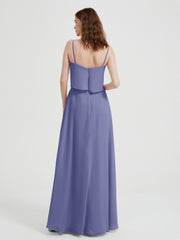 Spaghetti Bretelles Simple Robes De Demoiselle d'Honneur Pervenche