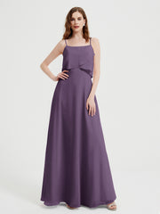 Spaghetti Bretelles Simple Robes De Demoiselle d'Honneur Plum Grande Taille