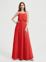 Spaghetti Bretelles Simple Robes De Demoiselle d'Honneur Rouge