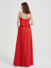 Spaghetti Bretelles Simple Robes De Demoiselle d'Honneur Rouge