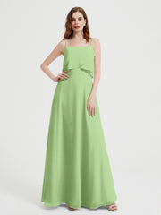 Spaghetti Bretelles Simple Robes De Demoiselle d'Honneur Sauge Grande Taille