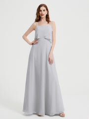 Spaghetti Bretelles Simple Robes De Demoiselle d'Honneur Argent Grande Taille