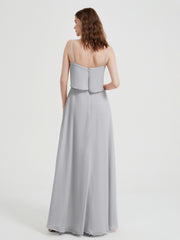 Spaghetti Bretelles Simple Robes De Demoiselle d'Honneur Argent Grande Taille