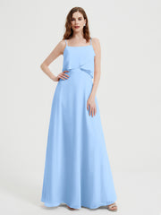 Spaghetti Bretelles Simple Robes De Demoiselle d'Honneur Bleu Ciel Grande Taille