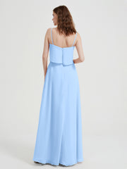 Spaghetti Bretelles Simple Robes De Demoiselle d'Honneur Bleu Ciel Grande Taille