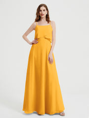 Spaghetti Bretelles Simple Robes De Demoiselle d'Honneur Mandarine Grande Taille