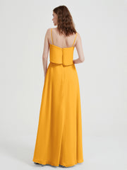Spaghetti Bretelles Simple Robes De Demoiselle d'Honneur Mandarine Grande Taille