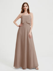 Spaghetti Bretelles Simple Robes De Demoiselle d'Honneur Taupe Grande Taille