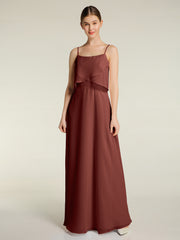 Spaghetti Bretelles Simple Robes De Demoiselle d'Honneur terracotta Grande Taille