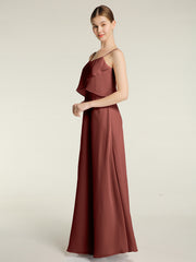 Spaghetti Bretelles Simple Robes De Demoiselle d'Honneur terracotta