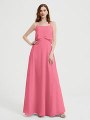 Spaghetti Bretelles Simple Robes De Demoiselle d'Honneur Pastèque Grande Taille