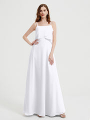 Spaghetti Bretelles Simple Robes De Demoiselle d'Honneur Blanc