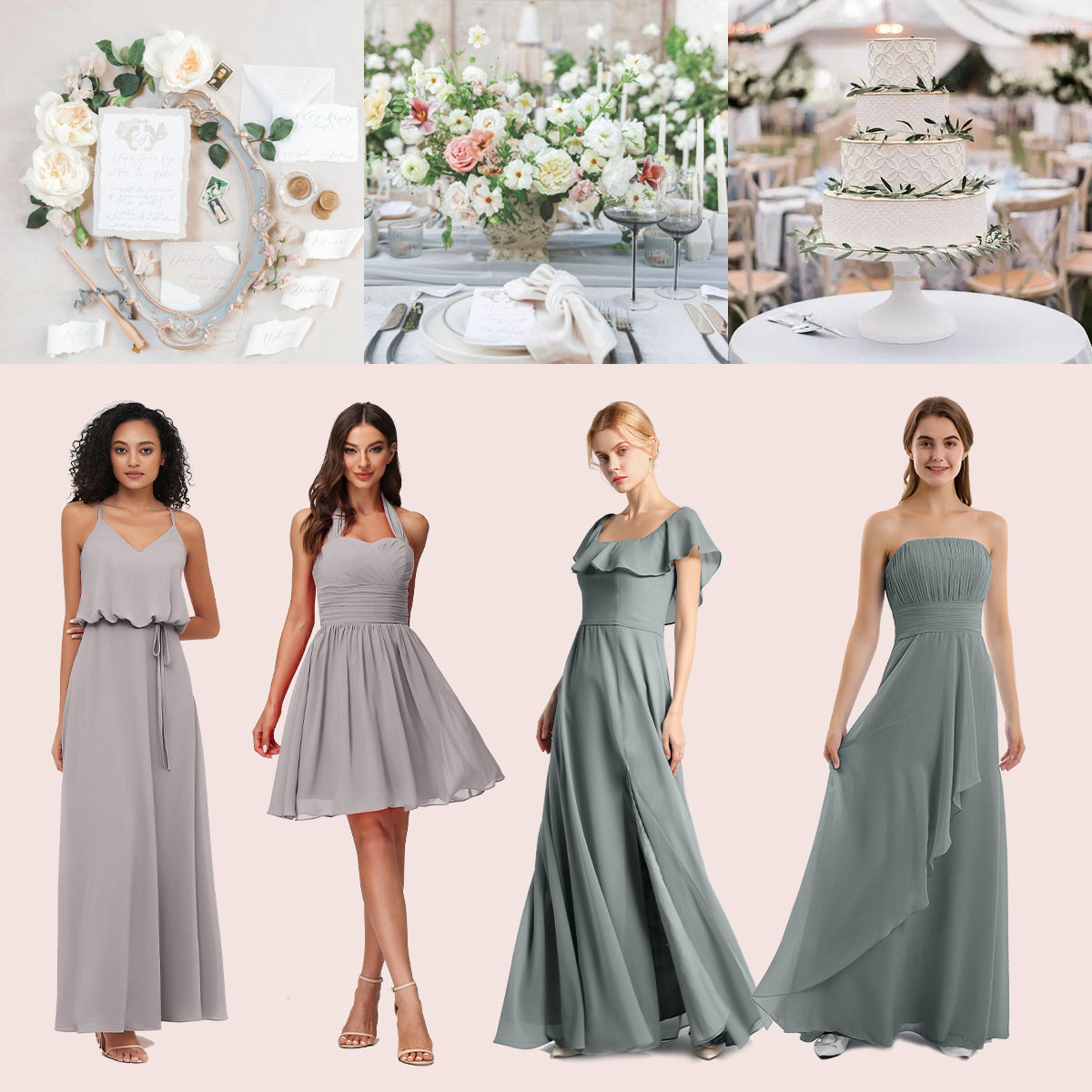 ROBES DE DEMOISELLE D’HONNEUR EN GRIS