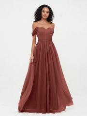 Robes Princesse en Tulle à Epaules Dénudées avec Nœud à Ceinture terracotta Grande Taille