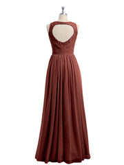 Robe de Demoiselles d'honneur Longue Dentelle et Mousseline terracotta