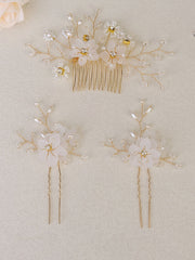 Peignes à Cheveux Cristal/Perles Accessoires 3 Pcs
